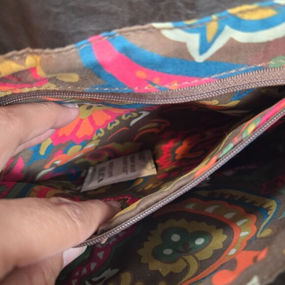 Stamp 10 Corduroy & Faux Leather Patchwork Lacy Crossbody Bag Fall Boho Gift NEW - Picture 8 of 12